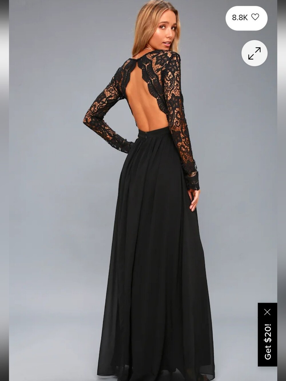 Lulu's Black Lace Long Sleeve Maxi Dress